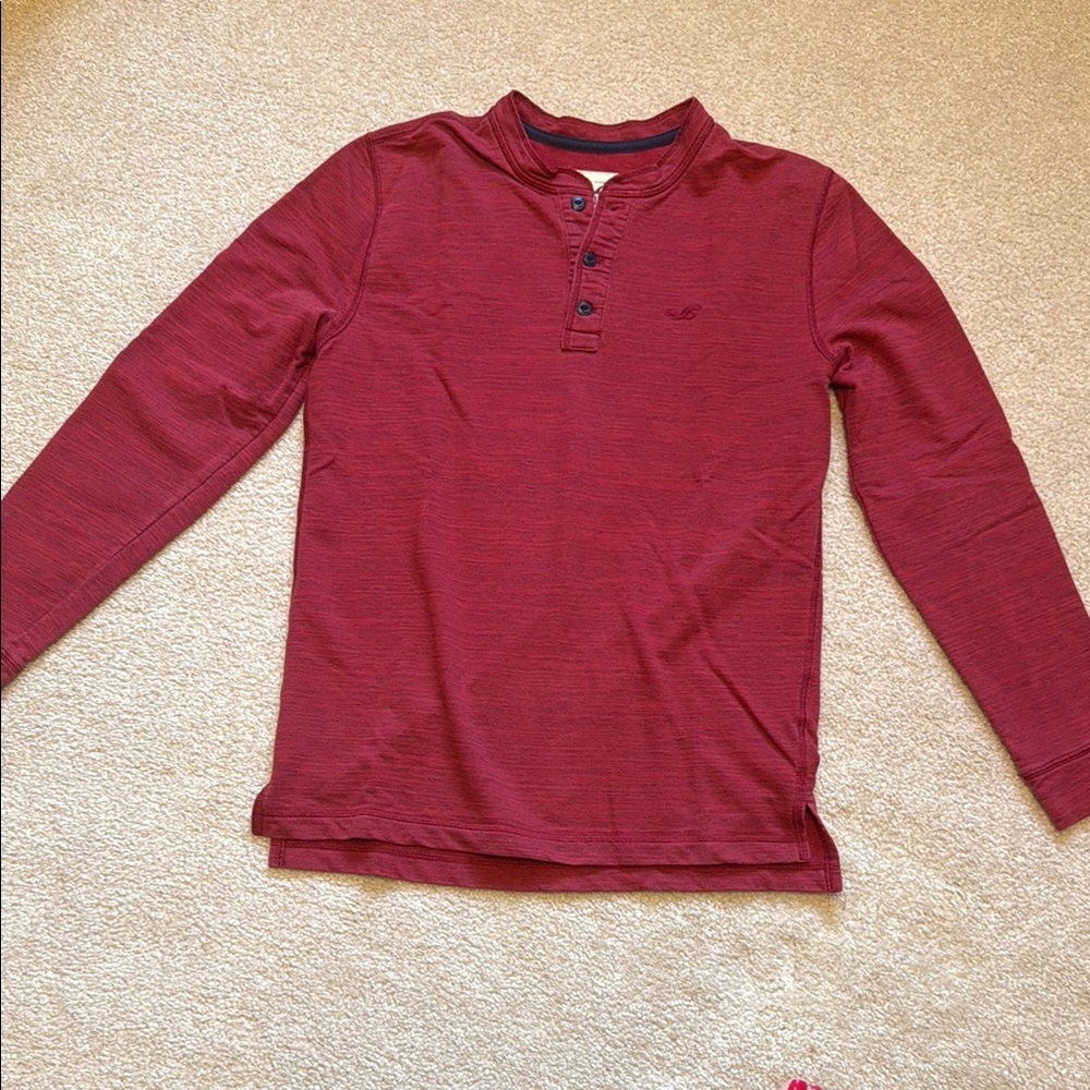 Hollister Red Long Sleeve Tee Classic Design